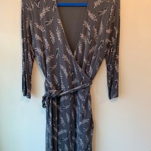 Loft Leaf Print Wrap Dress